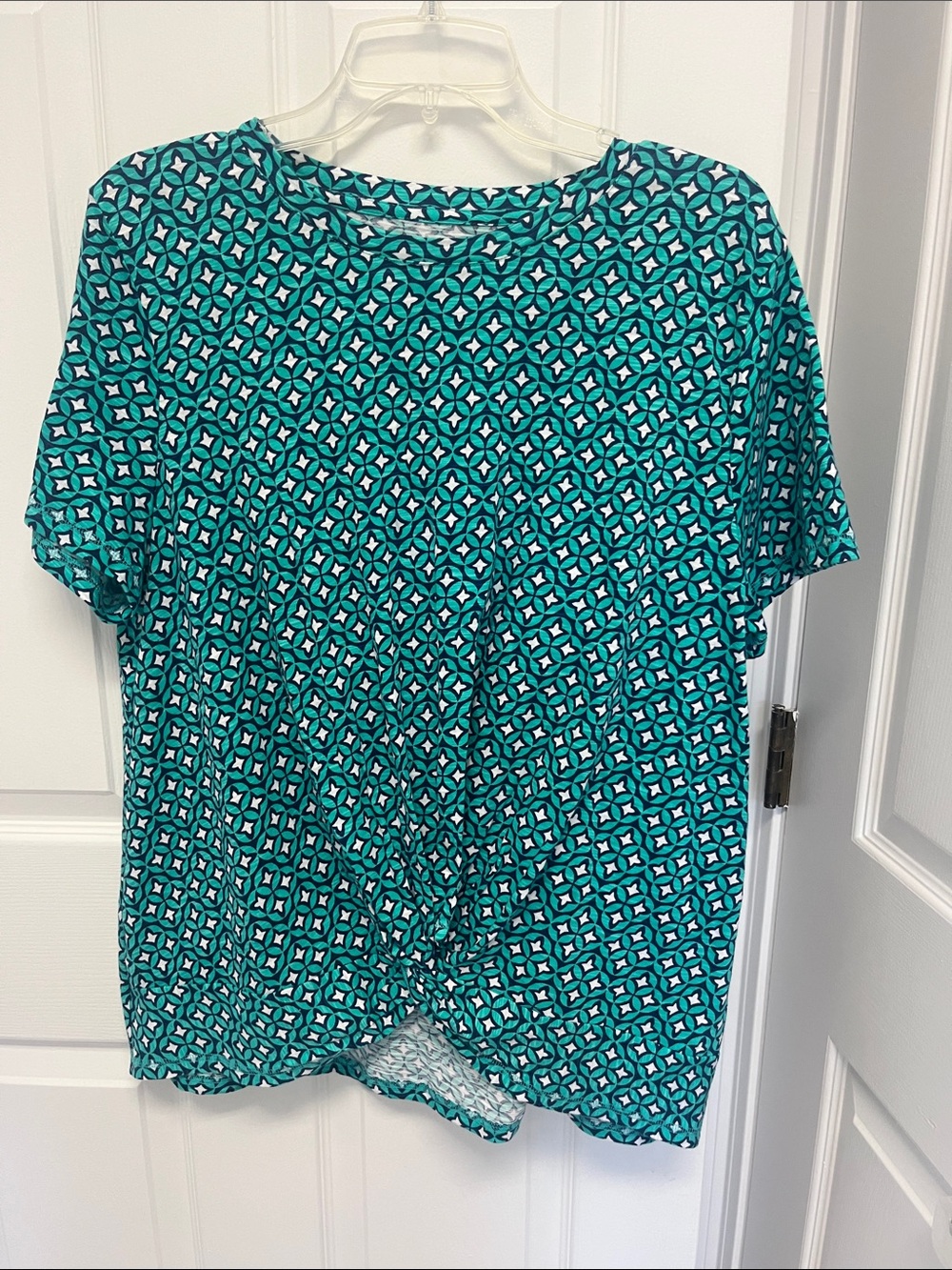 Talbots Teal Geometric Short Sleeve Tee